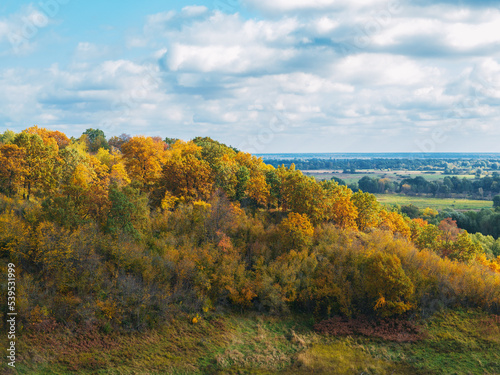 Autumn landscape view from the hill