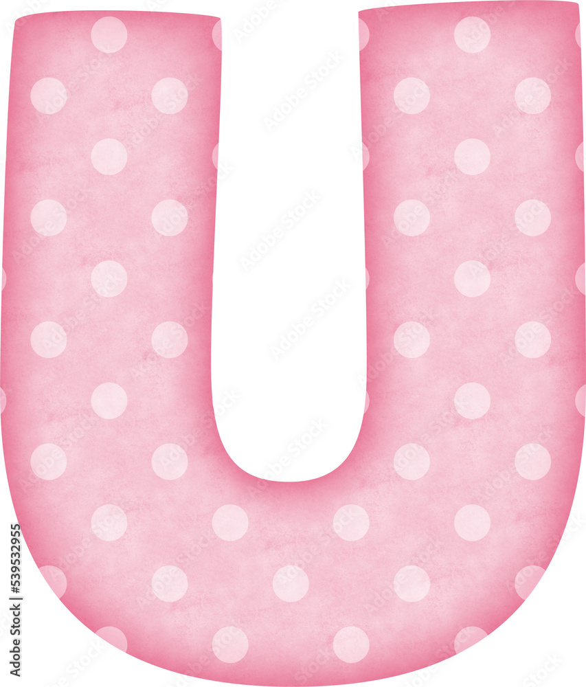Uppercase Letter U Polka Dot alphabet in pink tone Uppercase Letter U Polka Dot alphabet in pink tone