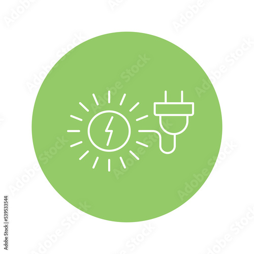 Renewable solar energy vector icon illustration line colored EPS 10. Conversion power from sunlight into electricity. Eco awareness sign. Environment day concept. Isolated on white for web, app, dev