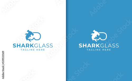 Hammerhead shark glasses logo