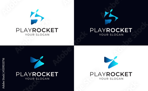 Play button rocket logo