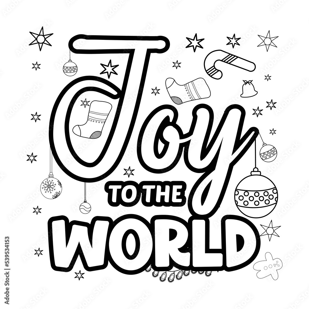 Merry Christmas Coloring page. Christmas line art coloring page design for kids. Stock Vector