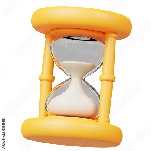 Hourglass time clock with golden color 3d rendering icon for website or game. Classic simple hourglass time clock icon isolated in transparent