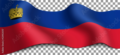 Long flag of Liechtenstein on a transparent background.