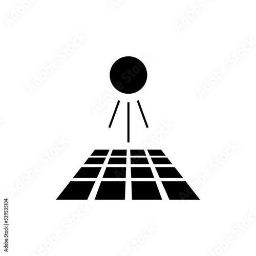 Solar panels vector icon logo line solid black EPS 10. Renewable energy illustration. Conversion power from sunlight into electricity. Eco awareness sign. Isolated on white for web, app, dev