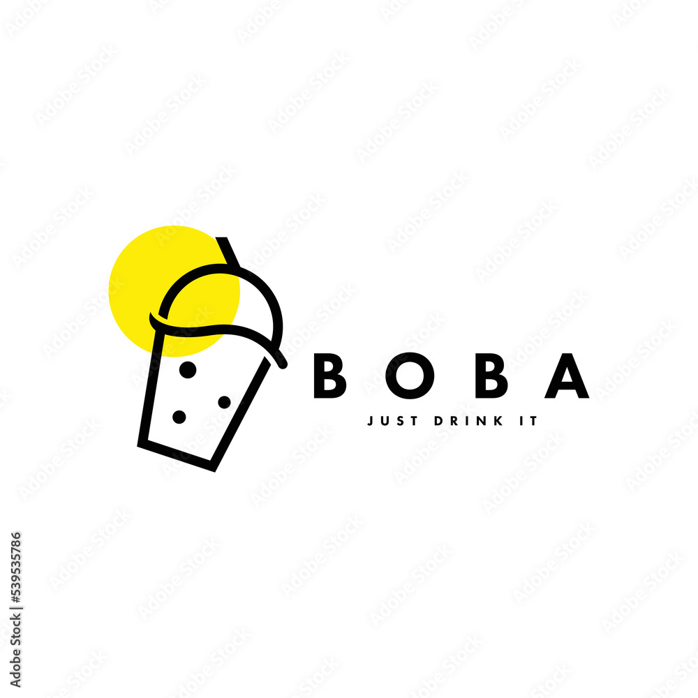 Bubble Drink Logo Design Concept Vector. Boba Drink Logo Template