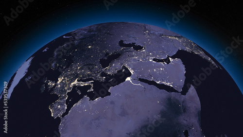 Fototapeta Naklejka Na Ścianę i Meble -  Earth globe by night focused on Europe