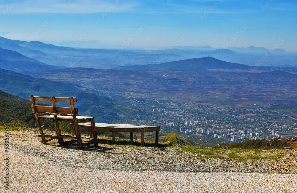 bench in the mountains