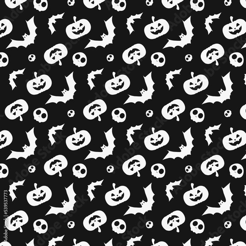 seamless pattern with Bats. Halloween Seamless Pattern With Pumpkin And Bats. Seamless Halloween pattern. Halloween Background With Pumpkin And Bats. Vector Illustration