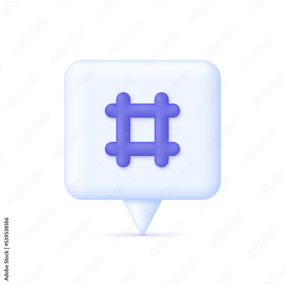 Obraz premium 3D Hashtag icon on Speech Bubble. Concept of number sign, social media symbol. Can be used for many purposes.