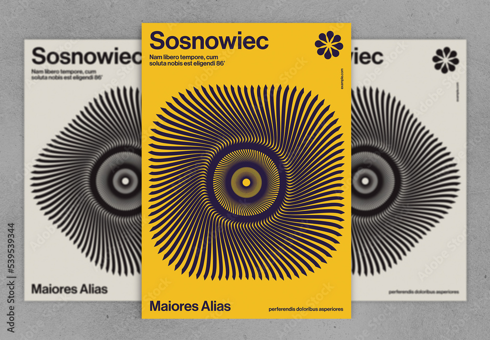 International Poster Design Layout With Circular Abstract Shape Stock