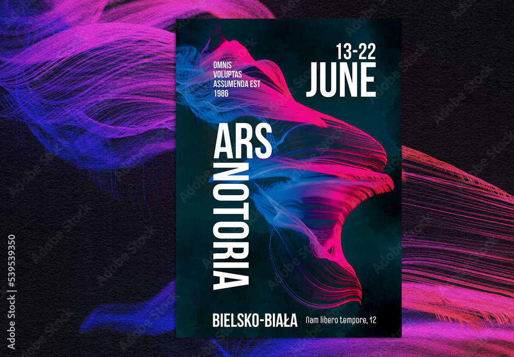 Event Poster Design Layout with 3D Beautiful Composition Stock Template