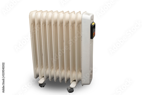 old used oil heater isolated on the white background