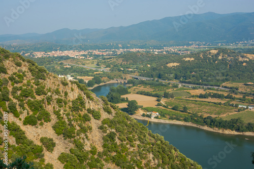 Obraz na płótnie View of a beautiful mountain landscape and a river in France w salonie