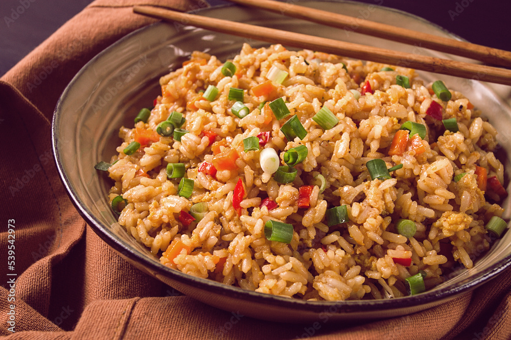Fried Rice, with vegetables and egg, Chinese cuisine, homemade, no people, Fried Rice, with vegetables and egg, Chinese cuisine, homemade, no people,