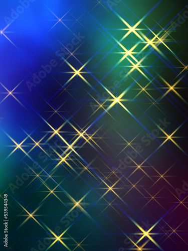 Abstract stars in the night sky with colorful clouds.