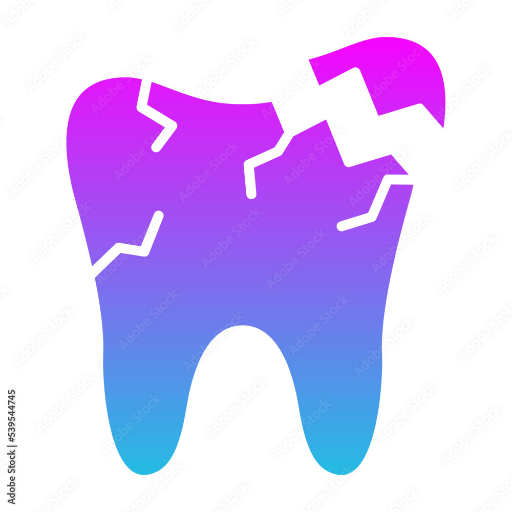 Broken Tooth Glyph Gradient Icon