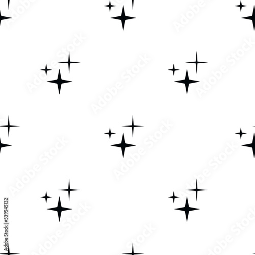 Vector flat hand drawn seamless pattern with star, sun. Flat vector hippy boho illustration.