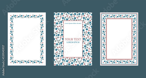 Set of card with an ornament of wild flowers in pastel colors. Floral poster for congratulations. Vector decorative greeting card, invitation design.