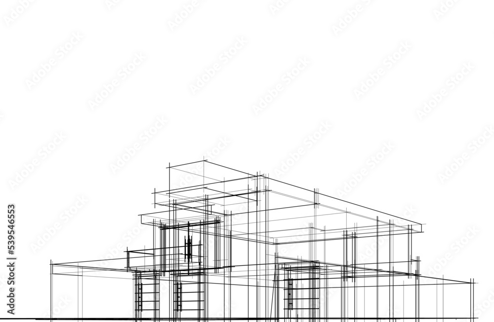house building sketch architectural 3d illustration house building sketch architectural 3d illustration