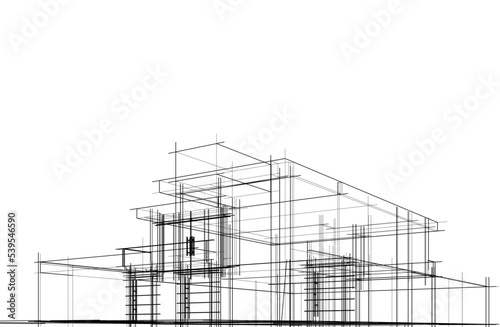 house building sketch architectural 3d illustration