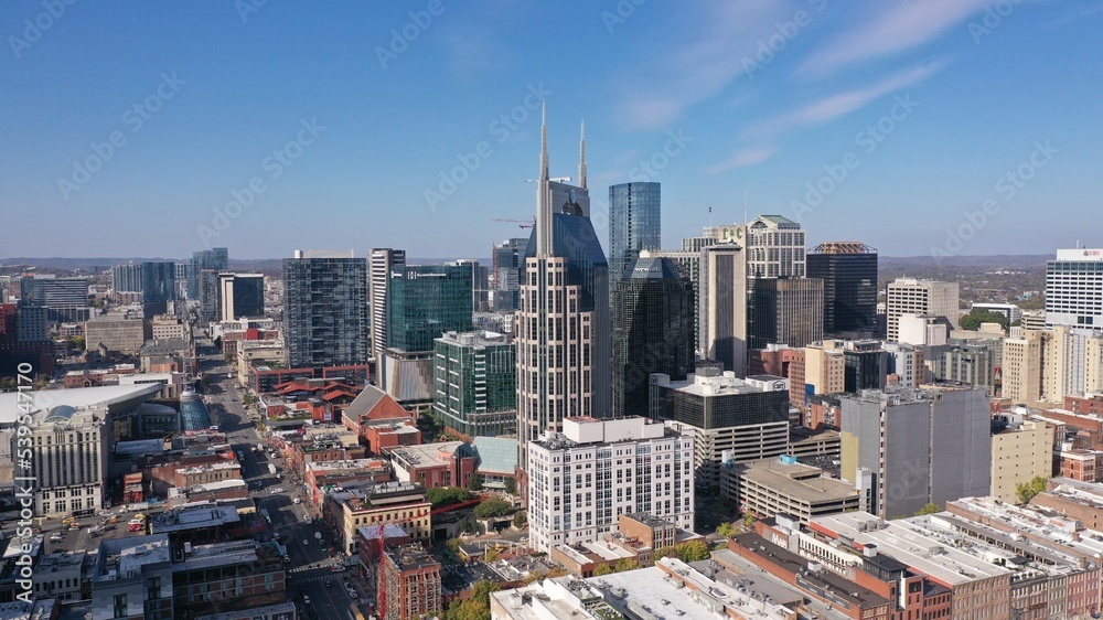Arial view of downtown Nashville Tennessee