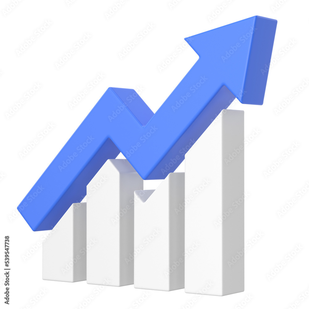 Growth graph, Growth chart. 3D illustration. Growth graph, Growth chart. 3D illustration.