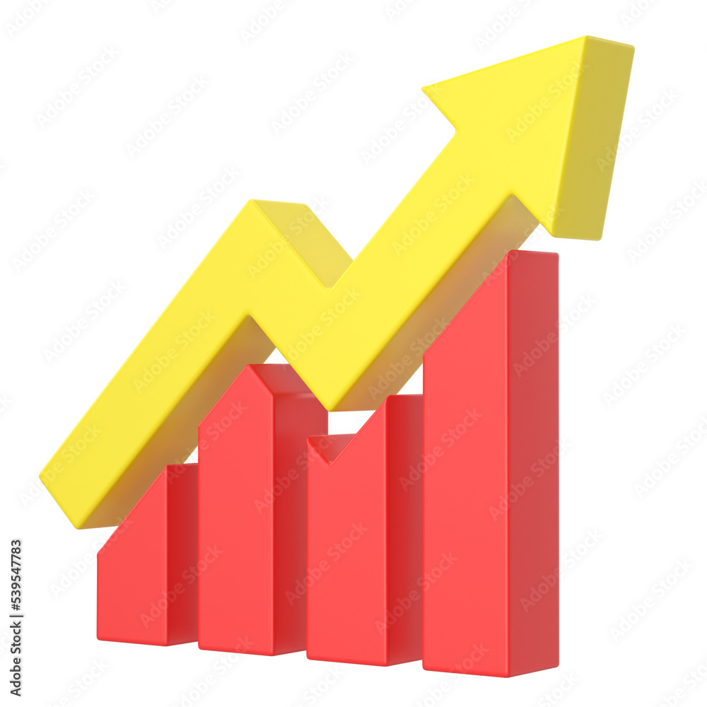 Growth graph, Growth chart. 3D illustration. Growth graph, Growth chart. 3D illustration.
