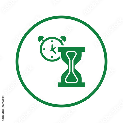 Load time, average, loading icon. Green vector sketch.