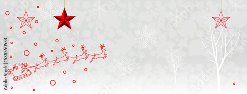 Merry christmas white banner with christmas decoration. banner web background