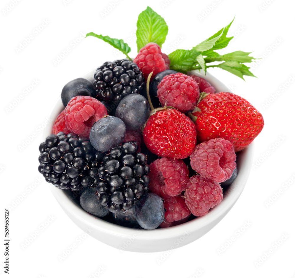 Fresh ripe berries on white background