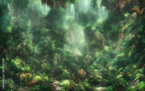Mysterious Wet Deep Forest Shrouded In Morning Mist Keeps Its Secrets  Jungle  Rainforest