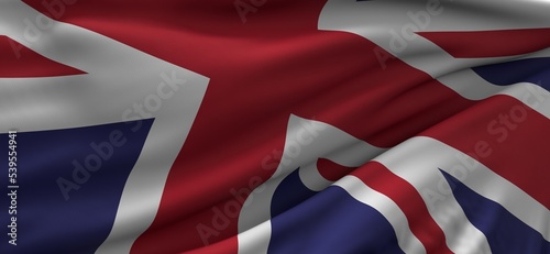 Waving flag of United Kingdom - Flag of Great Britain - 3D illustration