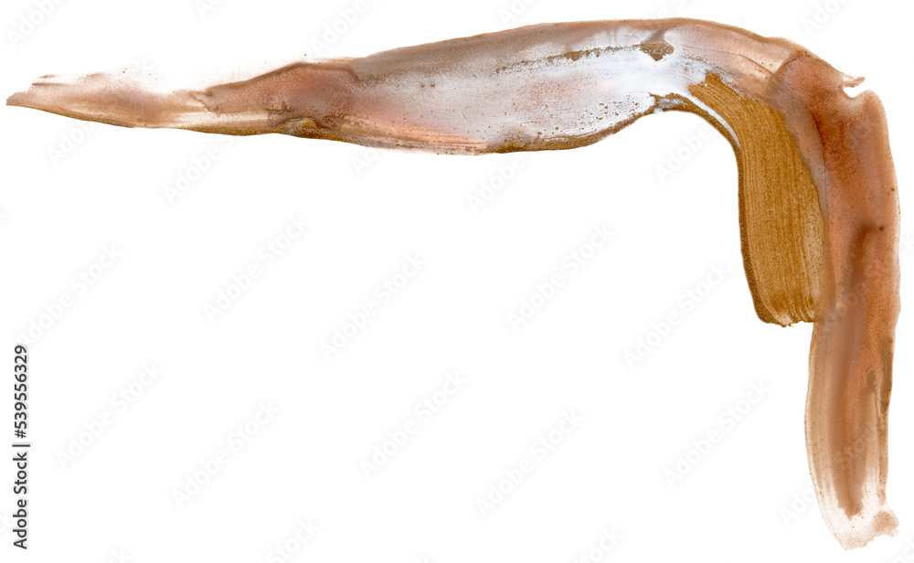 Hand-painted golden earthy watercolor brush stroke. Elegant acrylic cut-out shape. Creative design element. Neutral artistic abstract art texture. Luxury beige brown wash. Hand-painted golden earthy watercolor brush stroke. Elegant acrylic cut-out shape. Creative design element. Neutral artistic abstract art texture. Luxury beige brown wash.