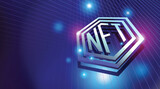 NFT social media creative banner for promotion. Free space on the left. NFT airdrop background.