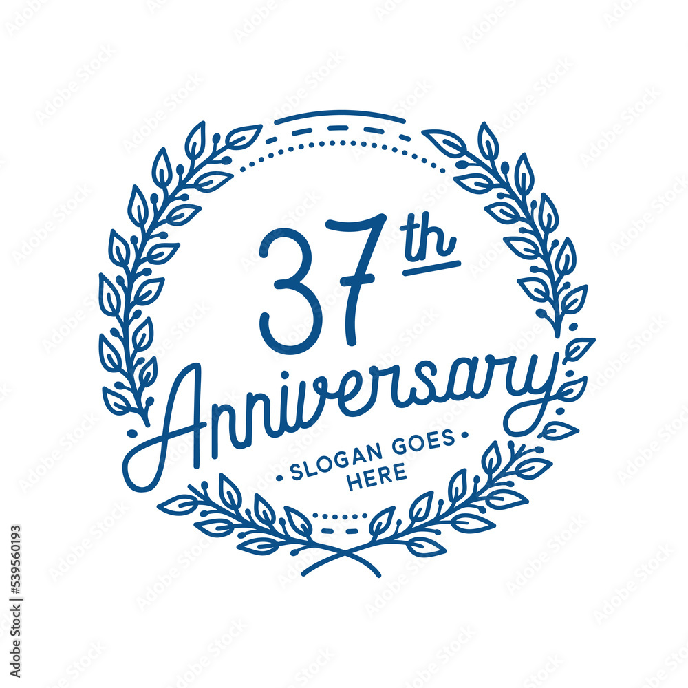 37 years anniversary design template. 37th anniversary celebration hand drawn logotype. Vector illustration.
37 years anniversary design template. 37th anniversary celebration hand drawn logotype. Vector illustration.