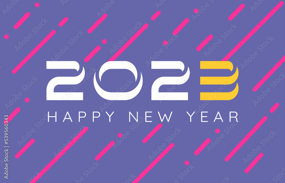 Modern 2023 year typography design in vector with flat style. Happy Near 2023 celebration card design with illustration and unique style