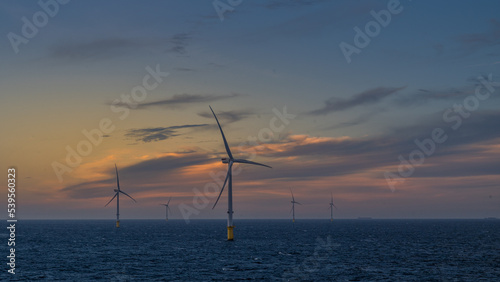 Night on the offshore wind park