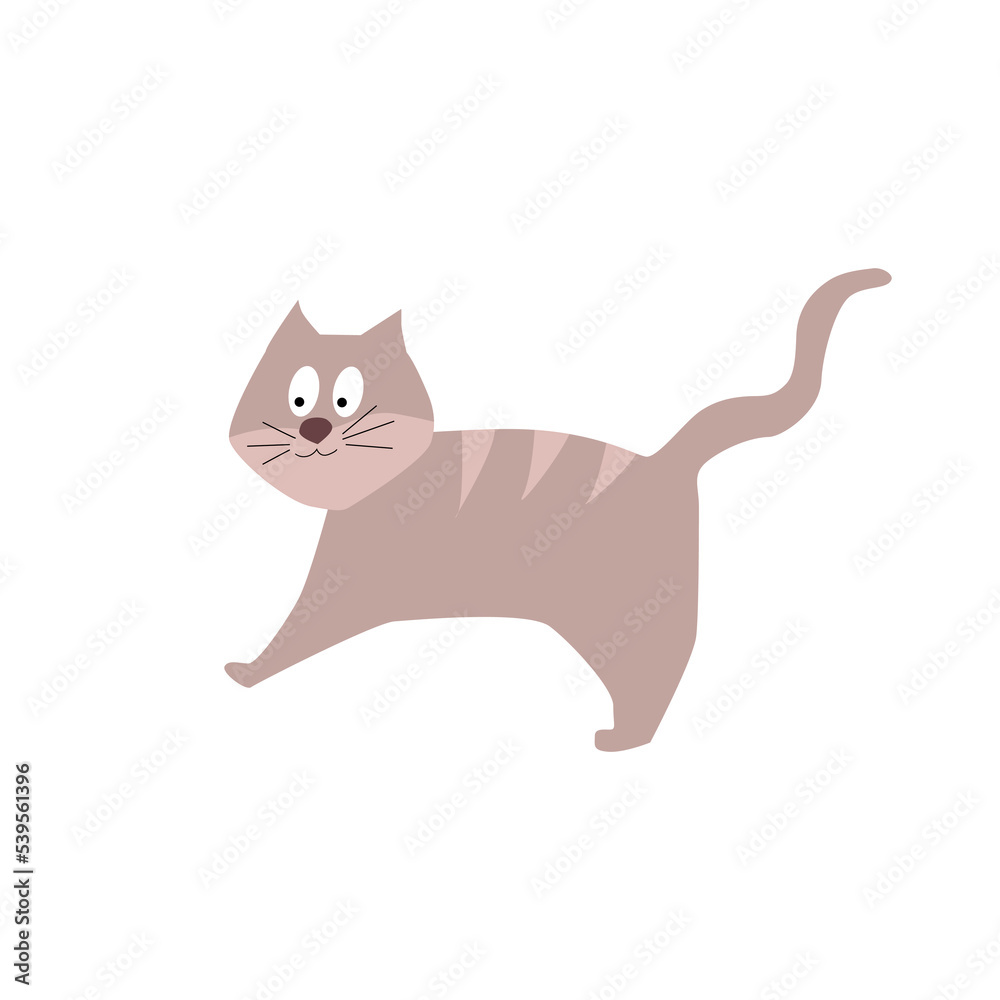 Vector illustration of a domestic cat in cartoon style.