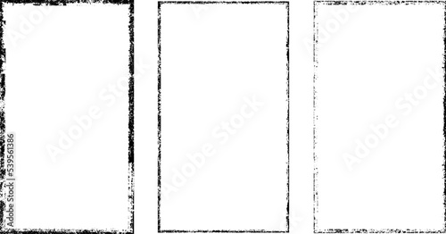 Vector Frames with rough edges . Rectangles for image. distress texture . Grunge tiny frame borders isolated on the background . Dirt effect . 