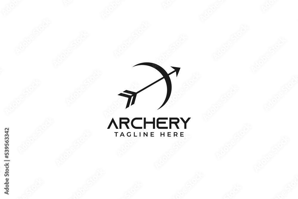 Flat archery bow and arrow logo design vector illustration idea Flat archery bow and arrow logo design vector illustration idea