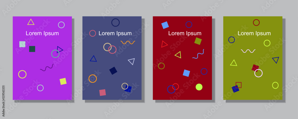 Fototapeta premium Covers templates set with graphic geometric elements. Trendy memphis style. Applicable for brochures, posters, covers and banners. Eps 10 vector illustration.