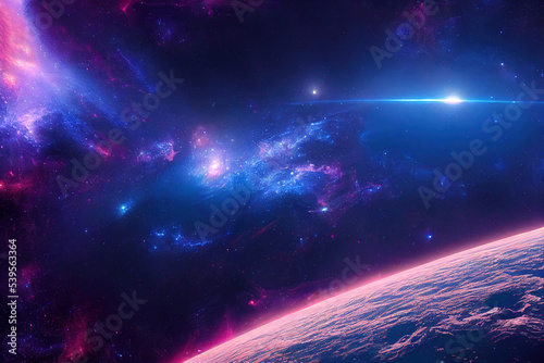 Awesome galaxy somewhere in outer space. Cosmic wallpaper, space, illustration