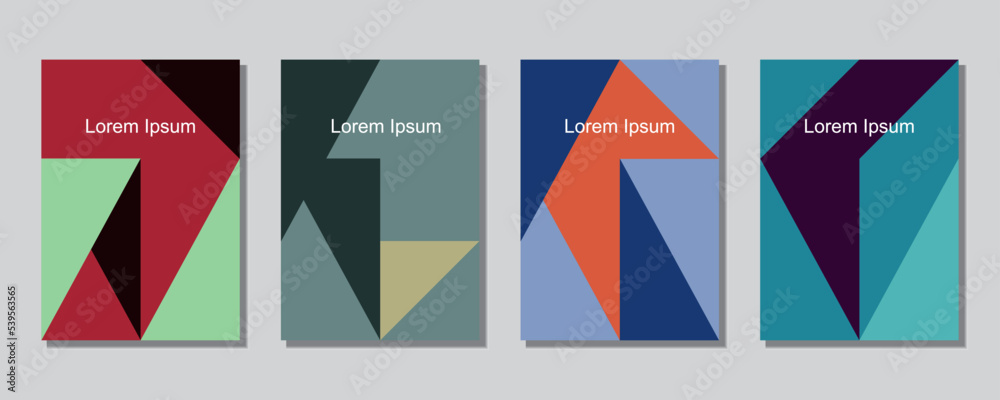 Covers templates set with graphic geometric elements. Applicable for brochures, posters, covers and banners. Eps 10 vector illustration.