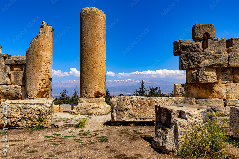 Lebanon. Baalbek (UNESCO World Heritage Site), ancient Heliopolis in Greek and Roman period. The Temple of Jupiter - remains (Northern wall)