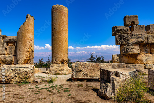 Obraz na płótnie Lebanon. Baalbek (UNESCO World Heritage Site), ancient Heliopolis in Greek and Roman period. The Temple of Jupiter - remains (Northern wall) w salonie