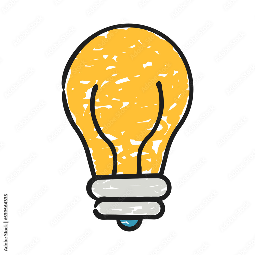 Light bulb in cartoon hand drawn doodle style Light bulb in cartoon hand drawn doodle style