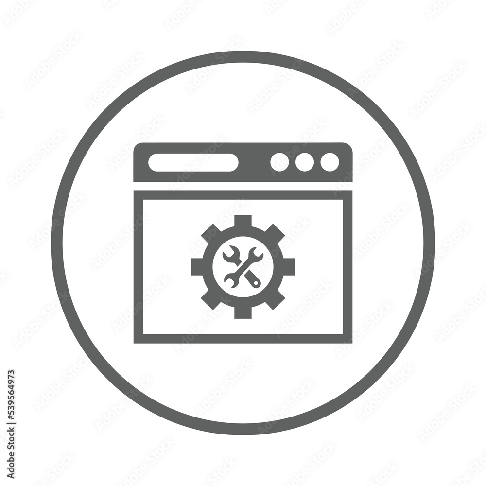 Settings, webpage, website icon. Gray vector sketch. Settings, webpage, website icon. Gray vector sketch.