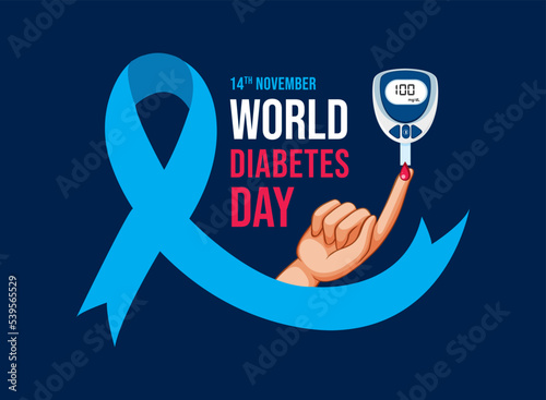 Illustration Of World Diabetes Day, World Diabetes Day, Diabetes Awareness Month, Creative illustration, poster or banner of world diabetes day awareness, Blood glucose test strip, awareness poster