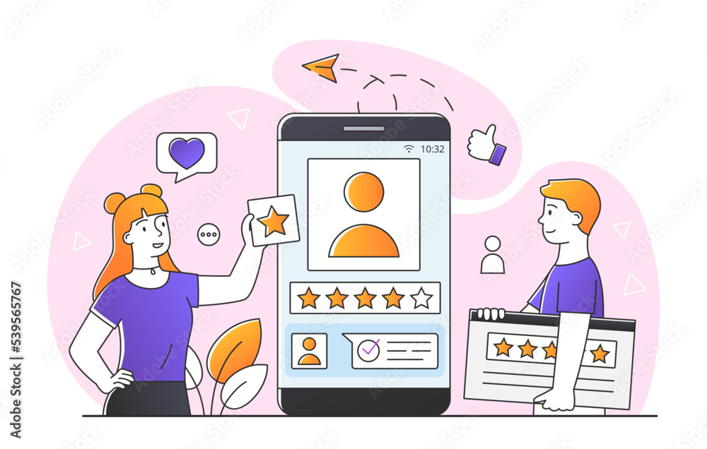 custom made wallpaper toronto digitalOrganic feedback concept. Man and woman leave feedback on product or service. Rating and ranking. Modern technologies and digital world. Customers and users review. Cartoon flat vector illustration
